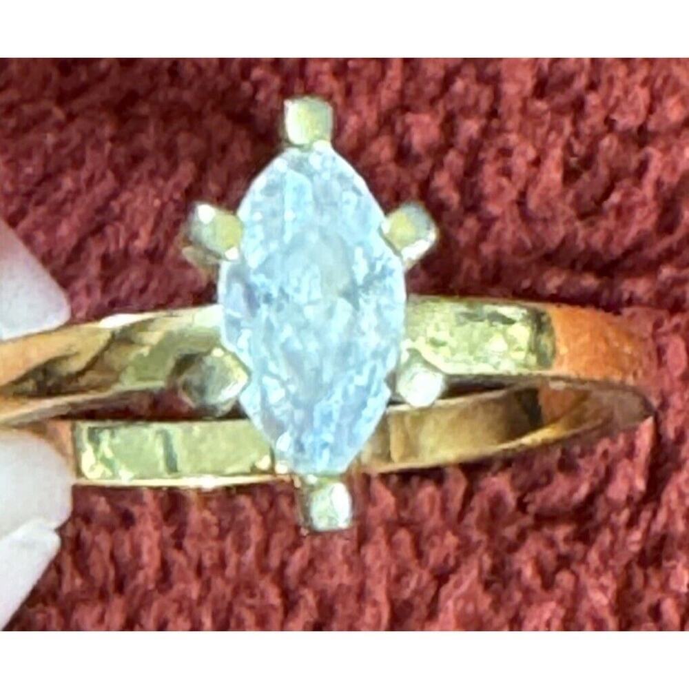 -RING VTG Nevada Mines Engagement Gold Tone Size 10 With A CZ Stone.